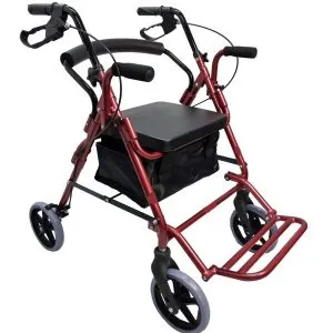 Super Compact Folding Rollator, Aluminium Walking Frame with Hand Brakes, Arm rests, under seat bag and Footrest