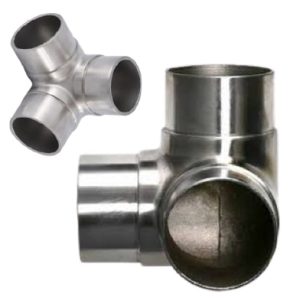 2X PIECES Three Way 90 degrees “Y” Shape Stainless Steel Rail Connector For Stairs