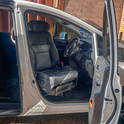vehicle swivel seat lowered outside car for easy transfer vehicle swivel seat lowered outside car for easy transfer