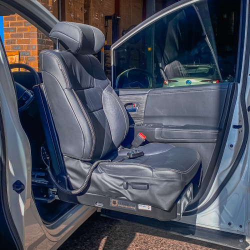 powered turning seat disability vehicle modification installed in car powered turning seat disability vehicle modification installed in car