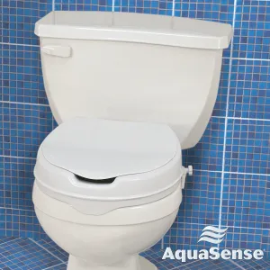 Raised Toilet Seat with Lid, White, 2.5 Inches, 136 Kg Weight Capacity
