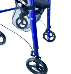 Deluxe Foldable Aluminium Rollator for Elderly: Easy Assembly, PVC Seat, Detachable Wheels- Deluxe Walk