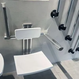 Height Adjustable Shower Chair with Backrest and Armrest