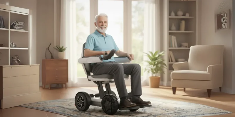 Best All-Terrain Electric Wheelchair With Smart Safety Features Old Man Sitting on All-Terrain Electric Wheelchair
