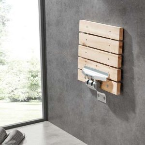 Fold Up Timber Shower Seat | Luxury Wall Mounted Shower Bench