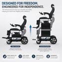 Powered vertical seat lift wheelchair designed for improved accessibility and independence