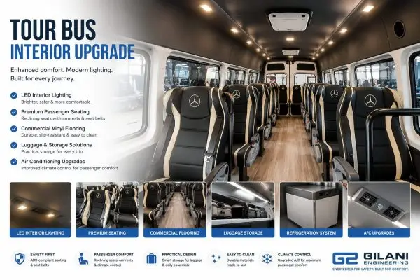 Passenger Transport Vehicle Conversions Australia| Tourbus Conversions Lights added to the tour bus