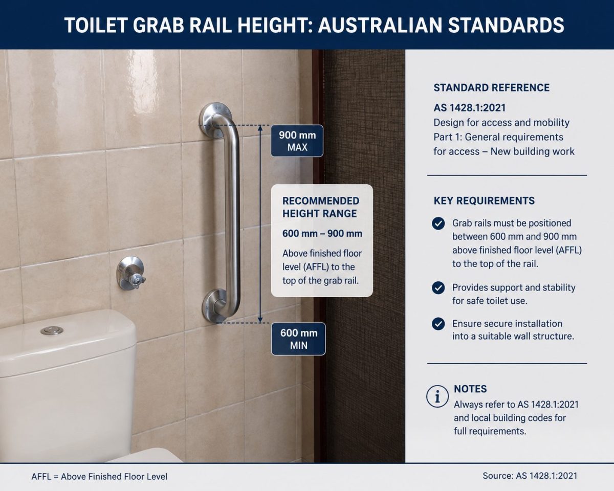 Toilet grab rail height standards
